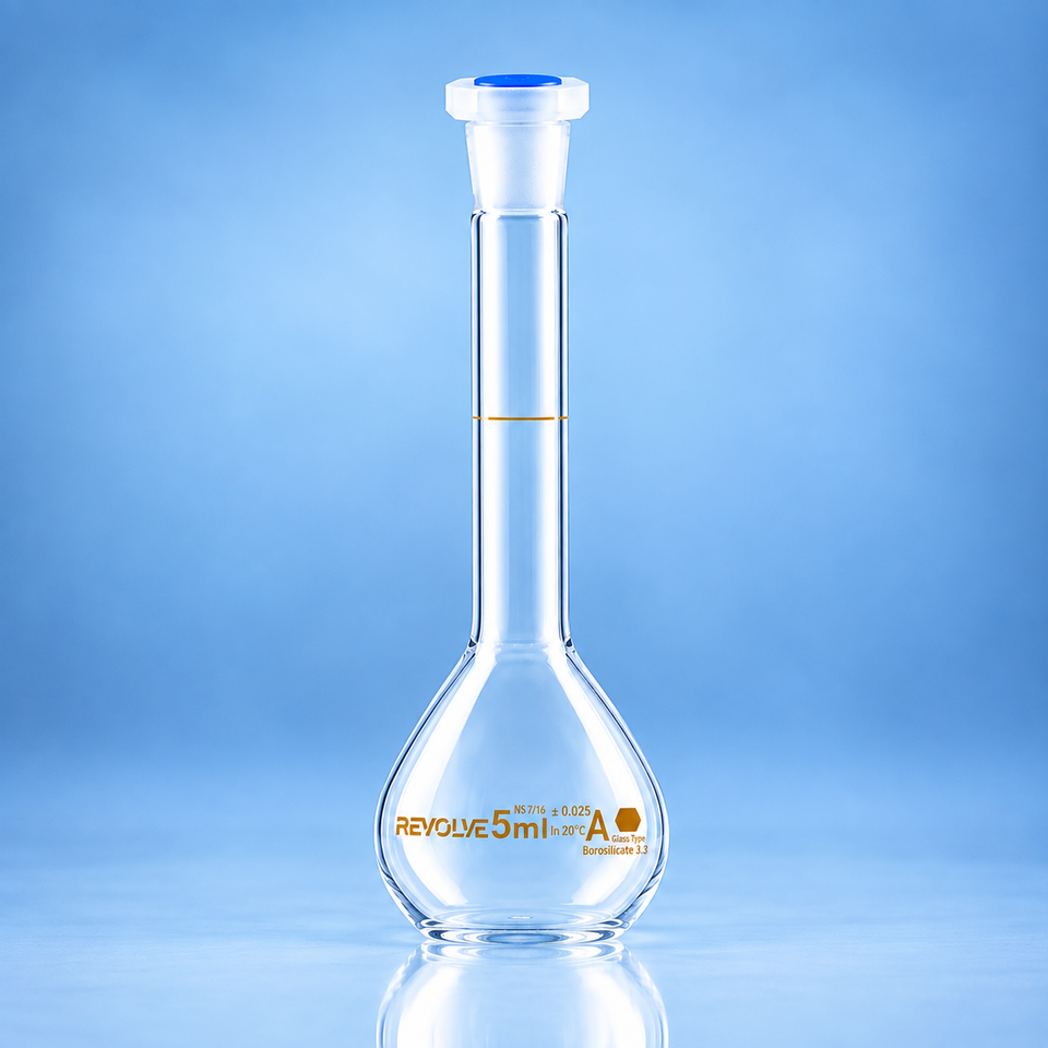 Volumetric Flask, Class A, 5 mL, I/C Stopper NS 7/16, batch certified